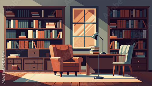 Rustic Charm With its reclaimed wood bookshelves vintage leather armchair and antique reading lamp this library home office exudes a cozy and
