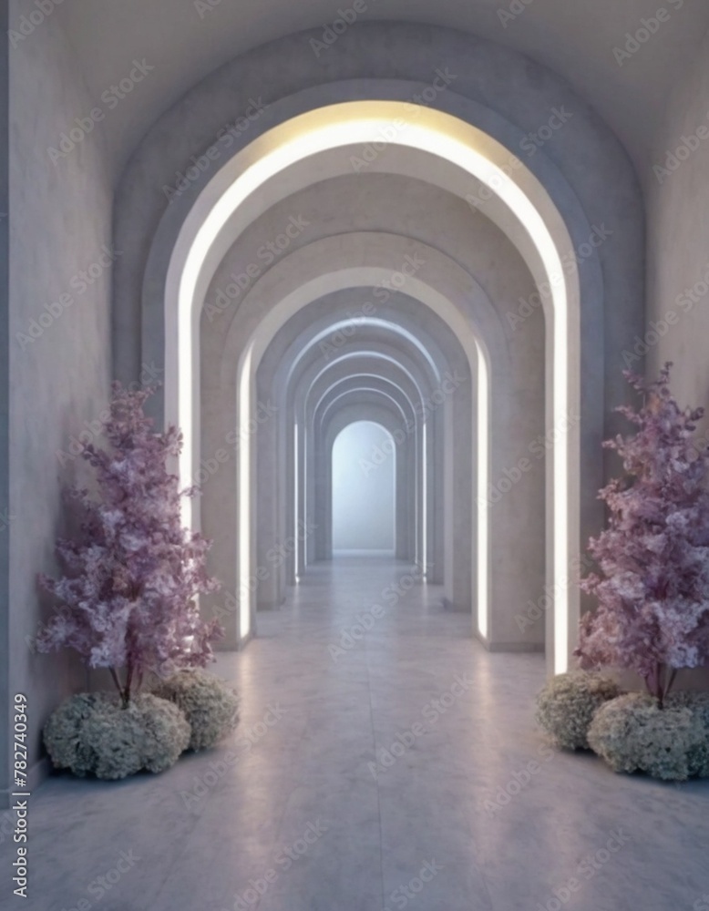Fototapeta premium Floral Arch Digital Background Maternity Backdrop Overlay Modern Arch Backdrop Gallery Room Photography Editing Minimalist Background