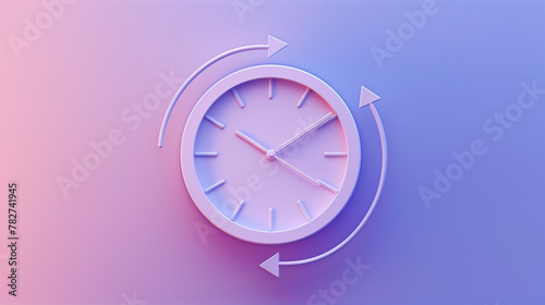 Conceptual Time Flexibility with Clock and Arrows 3D Render