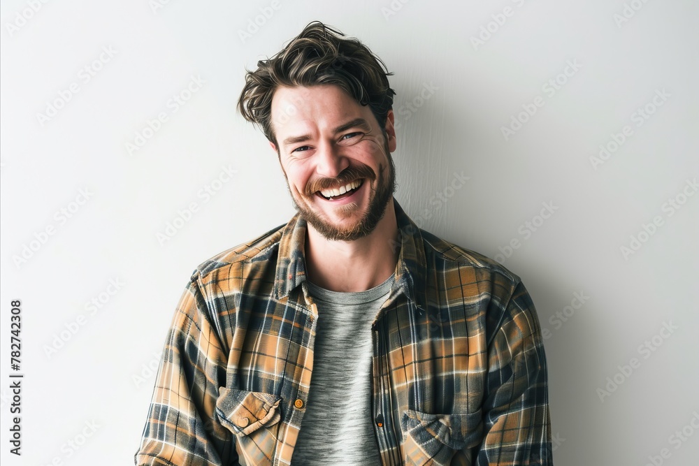 Portrait of a happy young man laughing and looking at camera. Portrait of a happy young man laughing and looking at camera.