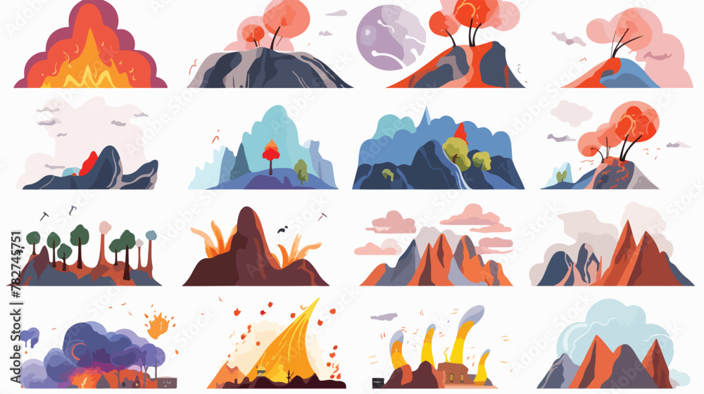 Colorful natural disasters flat set for web design.