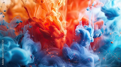 Vivid splashes of ink dispersing in water photo
