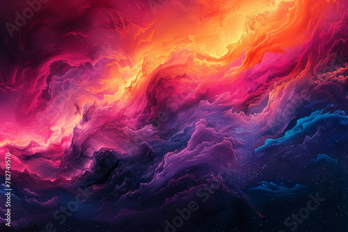 Colorful space scene with a purple and orange cloud