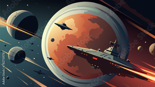 A tense standoff between two galactic empires on the edge of a black hole their fleets amassed and ready to engage in a fierce and deadly space
