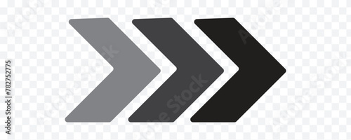 Dynamic moving arrow symbol with transparent background.