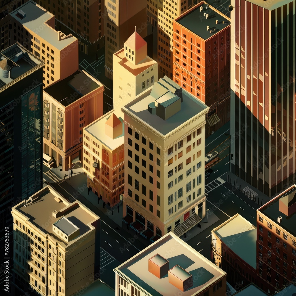 An isometric cityscape An isometric cityscape