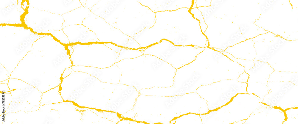 Vector abstract background with kintsugi cracks design and surface and scratches Transparent background.