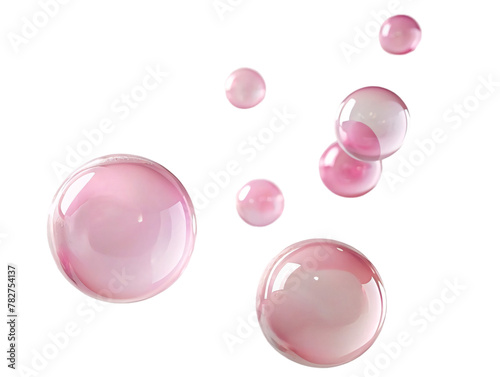 A playful blend of pink bubbles and spheres in a refreshing water setting, creating a colorful and bubbly 