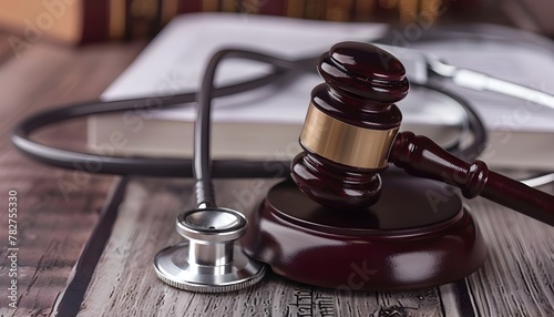 Medical Malpractice and Negligence in Healthcare:Gavel,Stethoscope,and Legal Proceedings photo