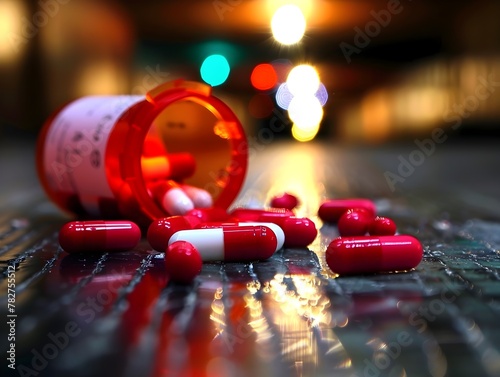 Addiction to Substances,Pharmaceutical Drugs,and Prescription Medications in a Moody,Blurry,Textured Background
