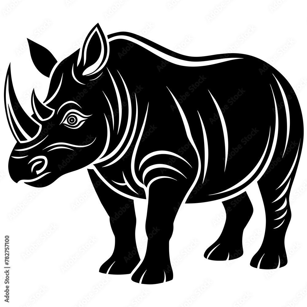 Fototapeta premium rhino head mascot,rhino silhouette,vector,icon,svg,characters,Holiday t shirt,black rhino face drawn trendy logo Vector illustration,rhino on a white background,eps,png