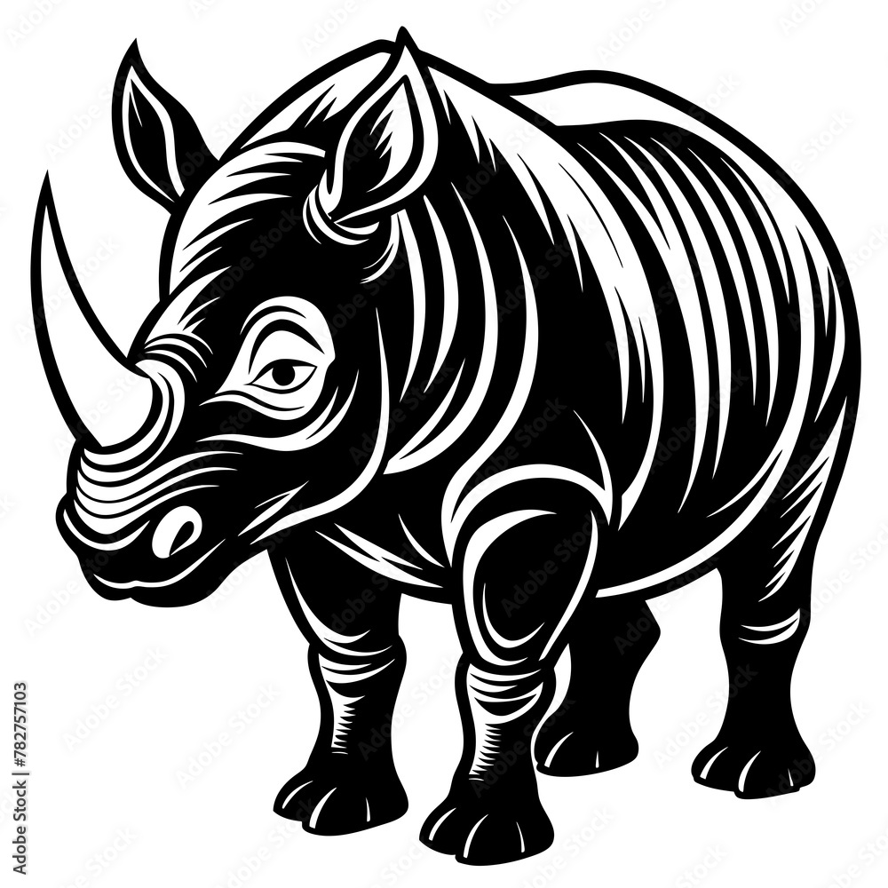 Fototapeta premium rhino head mascot,rhino silhouette,vector,icon,svg,characters,Holiday t shirt,black rhino face drawn trendy logo Vector illustration,rhino on a white background,eps,png