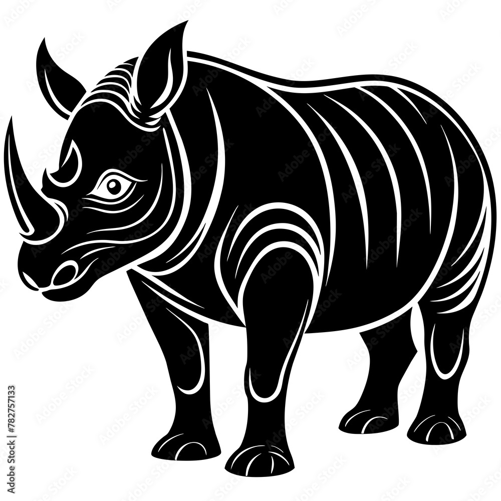 Fototapeta premium rhino head mascot,rhino silhouette,vector,icon,svg,characters,Holiday t shirt,black rhino face drawn trendy logo Vector illustration,rhino on a white background,eps,png