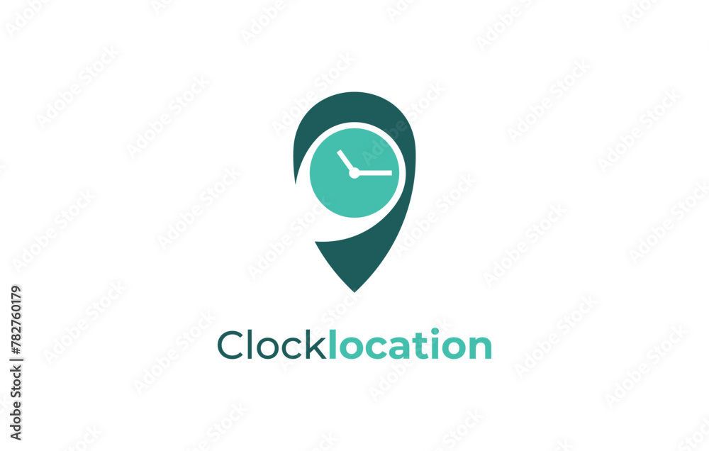 Clock location logo vector icon design template. Symbol clock location design concept.