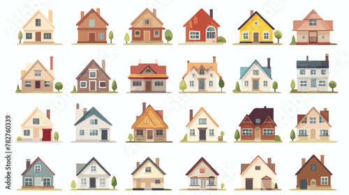 Cottage houses set. Collection for neighborhood and