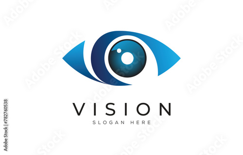 Modern eye logo vector design template. Eye icon creative logo vision design concept.  photo