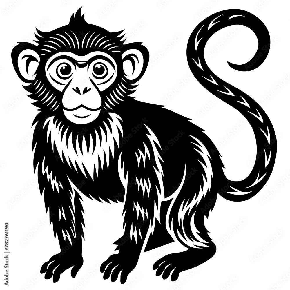 Fototapeta premium Monkey head mascot,Monkey silhouette,vector,icon,svg,characters,Holiday t shirt,black Monkey face drawn trendy logo Vector illustration,Monkey on a white background,eps,png