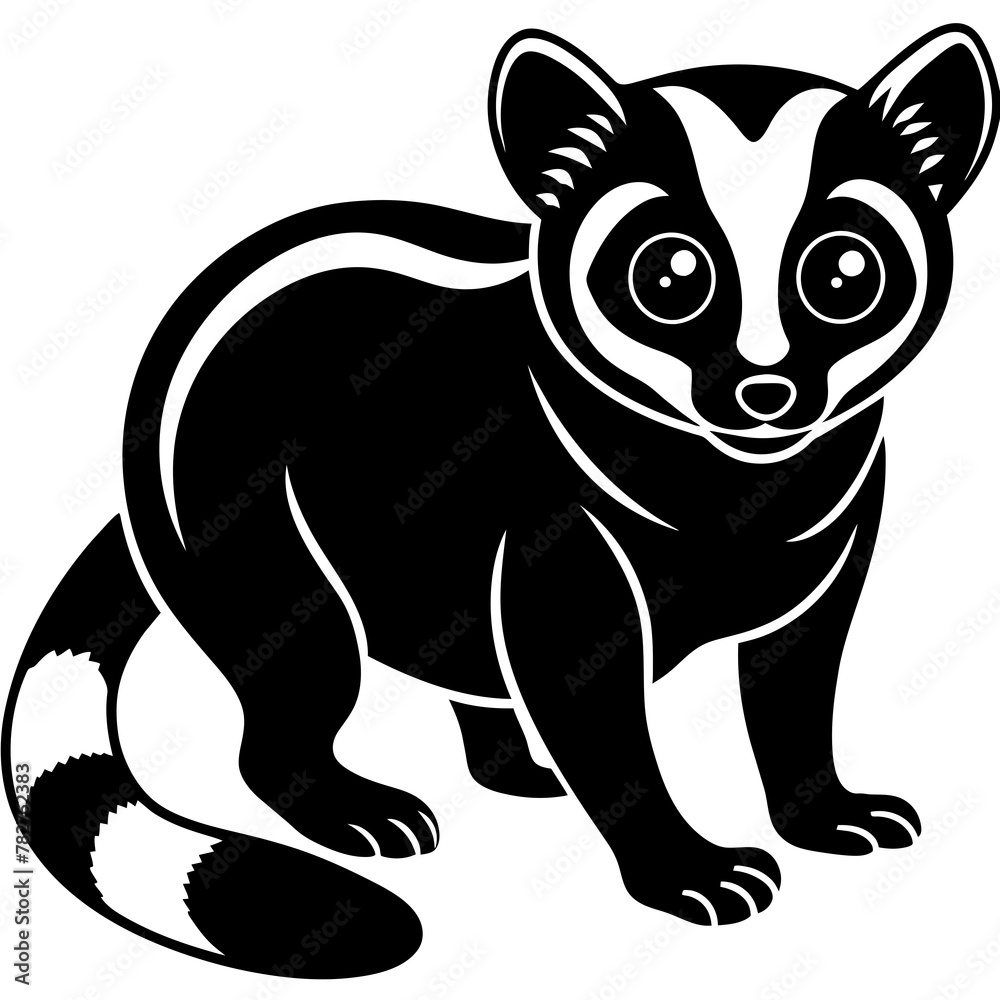 Fototapeta premium slow loris head mascot,slow loris silhouette,vector,icon,svg,characters,Holiday t shirt,black slow loris face drawn trendy logo Vector illustration,slow loris on a white background,eps,png