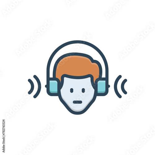 Color illustration icon for listening