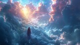 Religious celestial sky with aura of soul 
