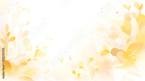 淡い金色の優しい抽象的な模様の水彩イラストの背景 photo