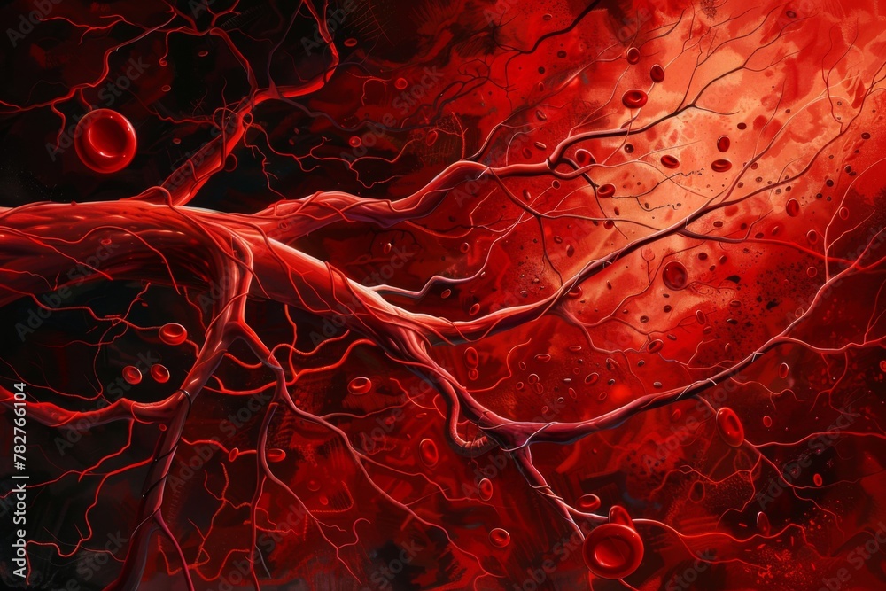 Abstract Red Neural Pathways - obrazy, fototapety, plakaty 