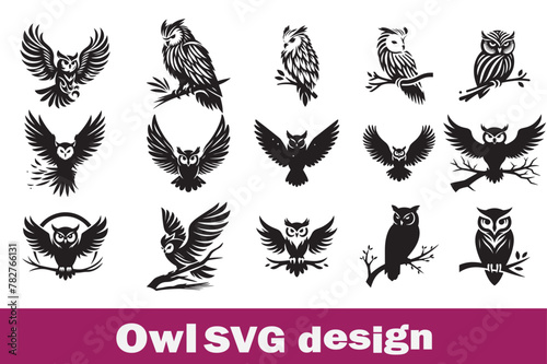 Beautiful Owl logo icon svg design