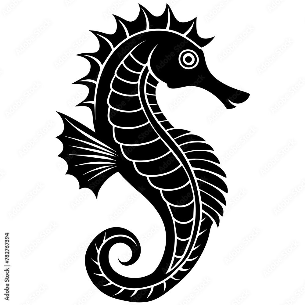 Fototapeta premium seahorse head mascot,seahorse silhouette,vector,icon,svg,characters,Holiday t shirt,black seahorse drawn trendy logo Vector illustration,seahorse on a white background,eps,png