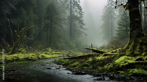 stream in the forest.