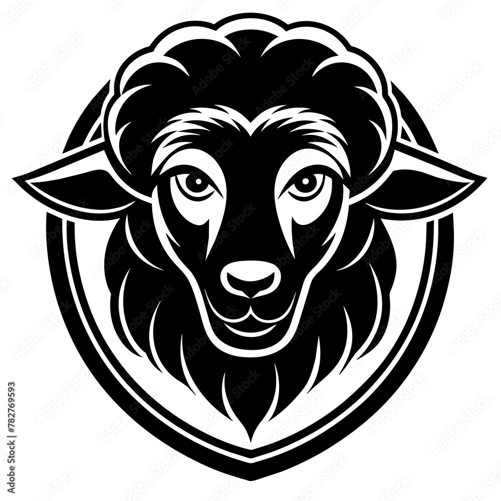 Obraz premium sheep head mascot,sheep silhouette,vector,icon,svg,characters,Holiday t shirt,black sheep drawn trendy logo Vector illustration,sheep on a white background,eps,png