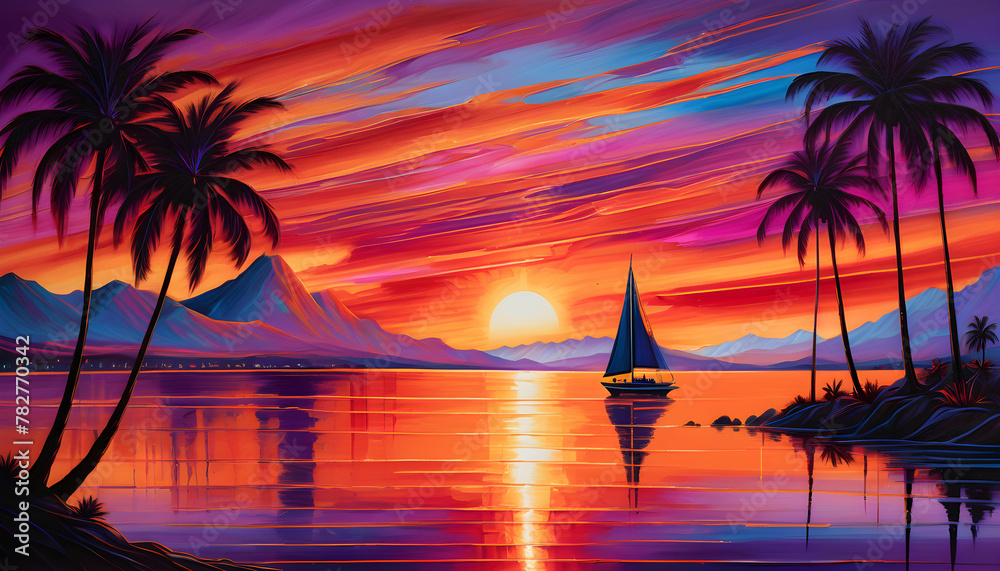 tropical sunset on the sea