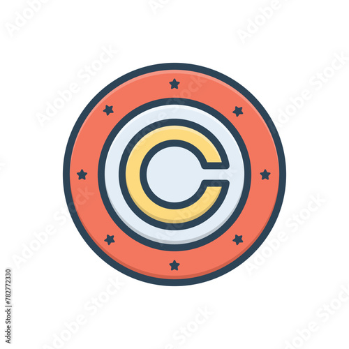 Color illustration icon for copyright