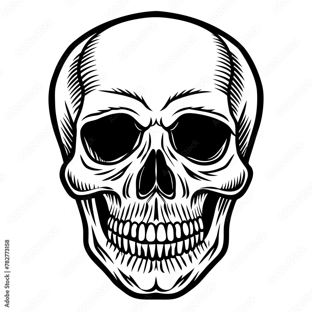 Fototapeta premium skull and crossbones head mascot,skull silhouette,vector,icon,svg,characters,Holiday t shirt,black skull drawn trendy logo Vector illustration,skull on a white background,eps,png