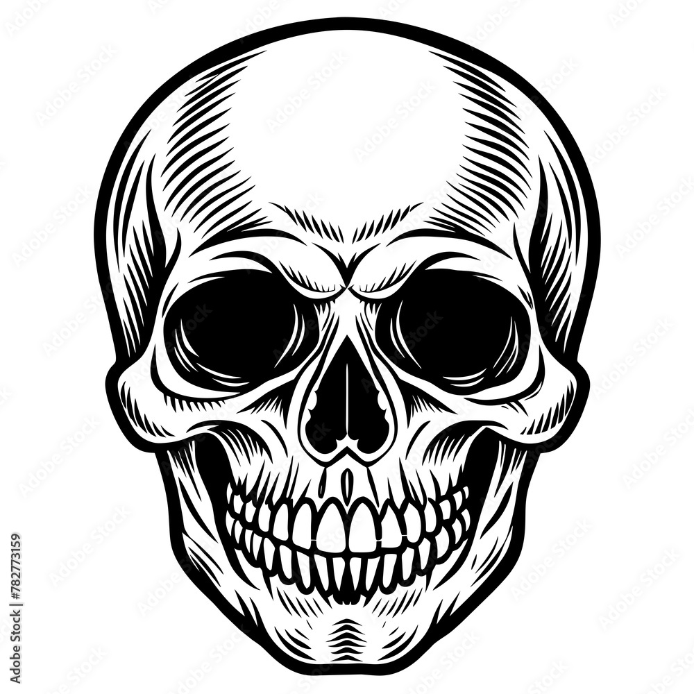 Fototapeta premium skull and crossbones head mascot,skull silhouette,vector,icon,svg,characters,Holiday t shirt,black skull drawn trendy logo Vector illustration,skull on a white background,eps,png