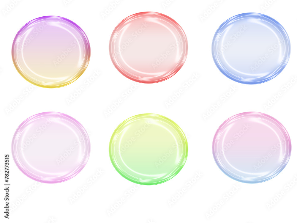 Multi-colored, semi-transparent soap bubbles of a rounded shape Multi-colored, semi-transparent soap bubbles of a rounded shape
