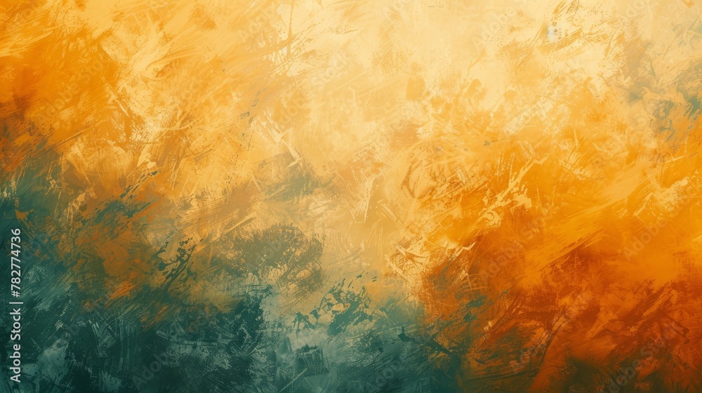 Painting showcasing a vibrant yellow and green abstract background with brushstrokes. Wallpaper.