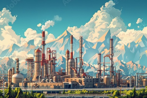Oil and gas refinery plant in industrial zone. ecosystem and healthy environment