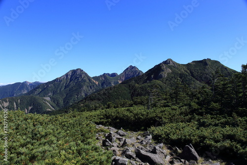 Mt.Amida,Mt.Yokodake,Mt.Aka,Mt.Gongen seen from the top of Mt.Amigasa