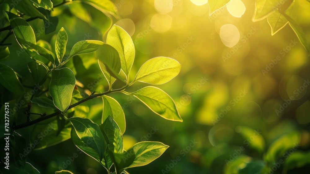 Detailed view of fresh green leaves on a plant. Wallpaper. Background. Copy space.
