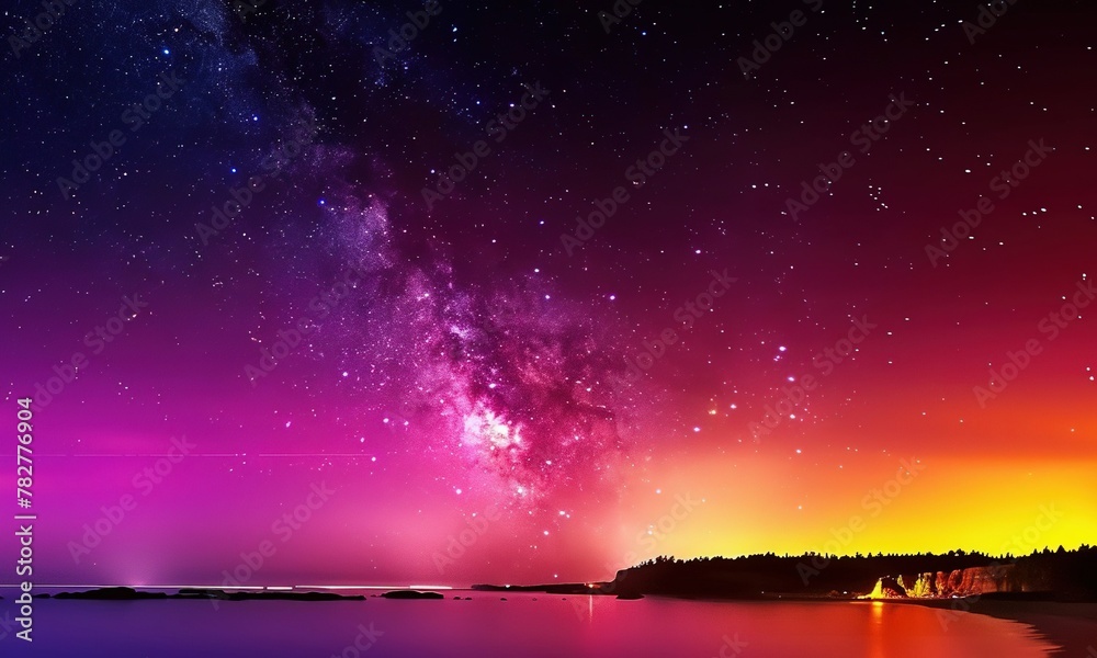 Milky Way sky landscape peaceful long exposure on the beach