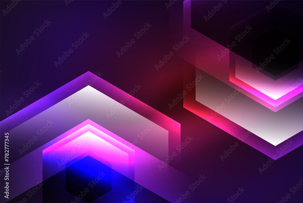 Arrow hexagon neon light glowing shapes background. Vector illustration For Wallpaper, Banner, Background, Card, Book Illustration, landing page Arrow hexagon neon light glowing shapes background. Vector illustration For Wallpaper, Banner, Background, Card, Book Illustration, landing page