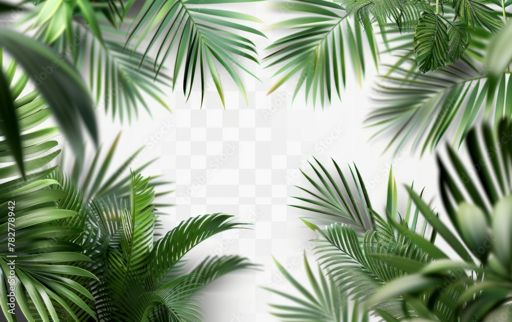 Green leaves isolated on white background and free copy space