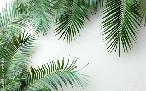 Green leaves isolated on white background and free copy space