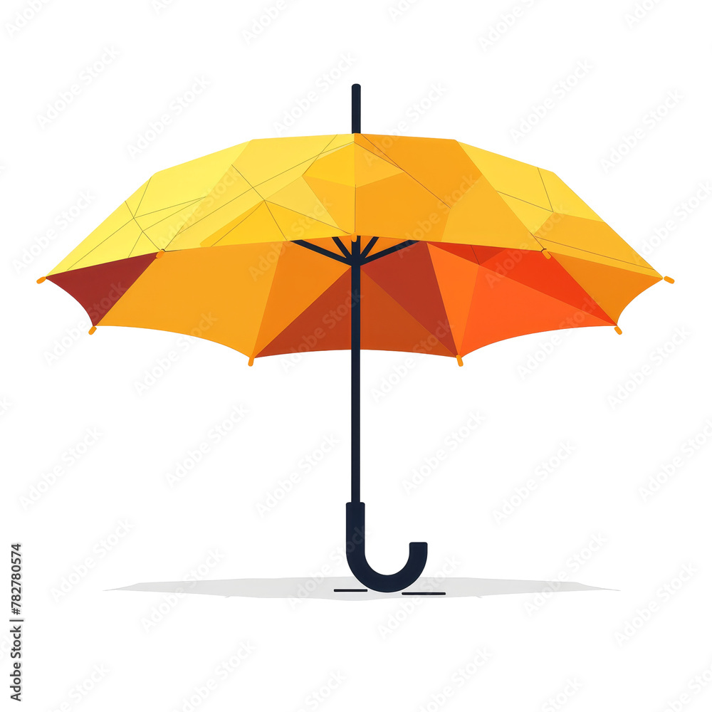 Orange and Yellow Umbrella With Black Handle isolated on a transparent background, clipart, graphic resource