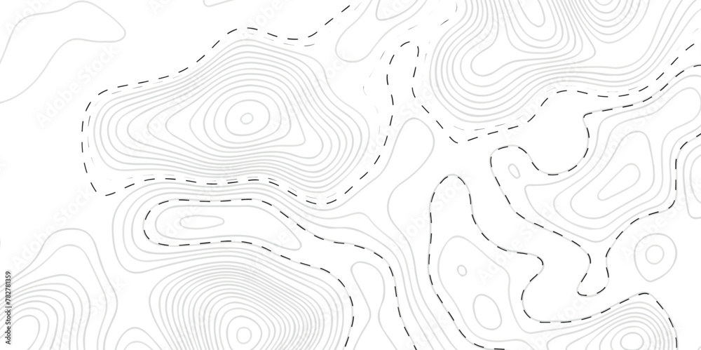 Fototapeta premium Pattern with lines and dots The stylized height of the topographic map contour in lines and contours isolated on transparent. Black and white topography contour lines map isolated on white background.