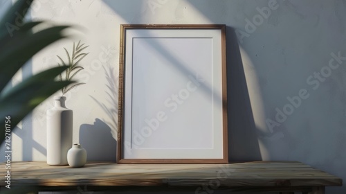 Mockup poster frame close up in interior background, 3d render. Living wall © Mentari