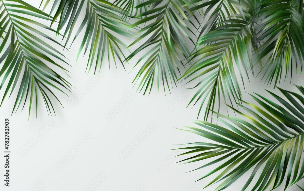 Naklejka premium Green leaves isolated on white background and free copy space