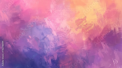 A dynamic abstract painting featuring swirling patterns of pink and blue colors on a textured background