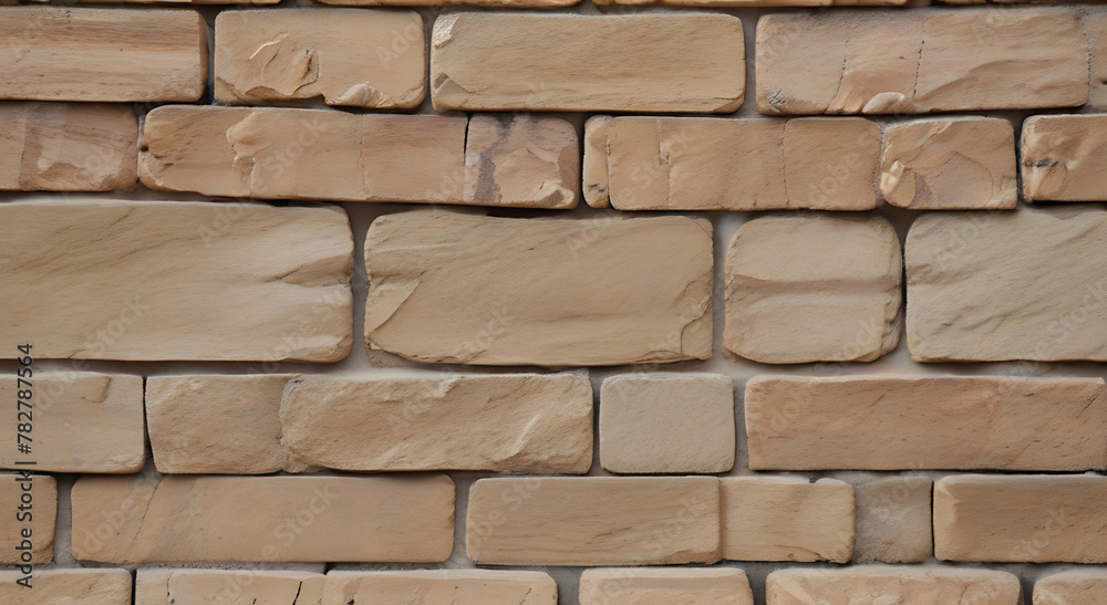 Obraz premium A Stonewall, old brown stone pattern in textured wall, ancient bricks texture, facade material background, With copy space, sequence