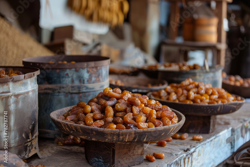 Traditional method of making dates fruit jaggery in a rustic setup, focusing on cultural heritage photo